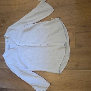 Foxcroft NYC Double Gauze Button Down Top Blouse White S